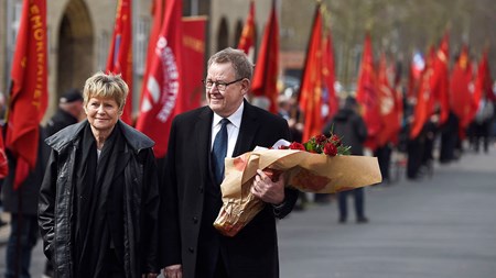 Tidligere statsminister Poul Nyrup Rasmussen og Lone Dybkjær.