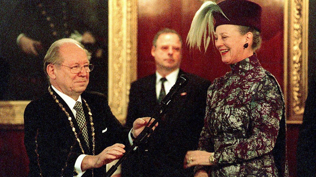 Borgmester Thorkild Simonsen til dronning Margrethes 25 års regentjubilæum 18. januar 1997. 