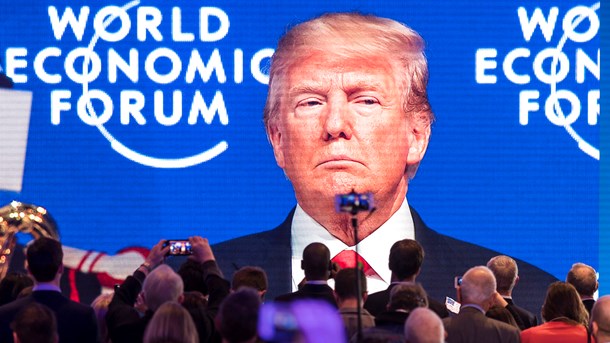 Dette års møde i Davos kommer ikke til at ligne de forrige år, skriver Lisbeth Knudsen (billedet er fra sidste års Davos-møde, hvor Donald Trump holdt tale).