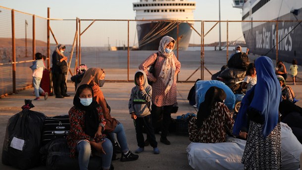 Flygtninge på den græske ø Lesbos, september 2020.