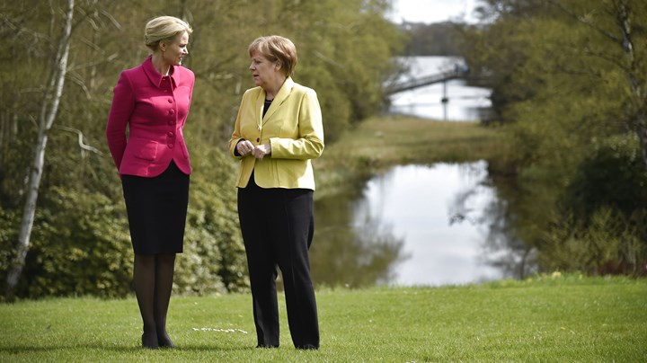 Merkel og Helle Thorning-Schmidt på Marienborg, 2015.