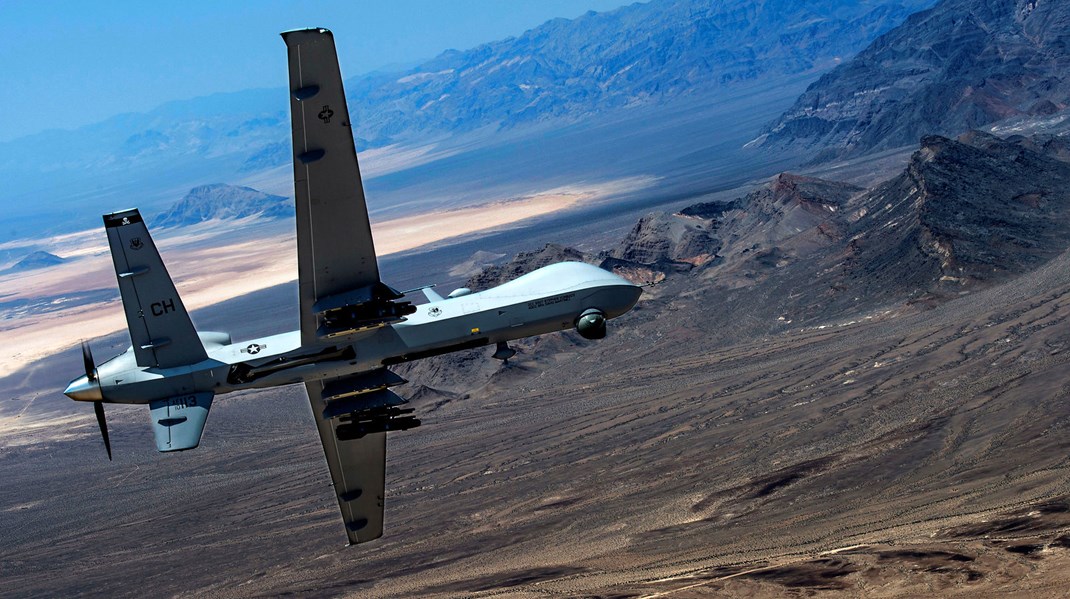 Projektet Eurodrone går ud på at udvikle et ubemandet, fjernstyret militærfly i stil med det amerikanske MQ-9 Reaper dronefly, som her ses under en øvelse i Nevada.&nbsp;