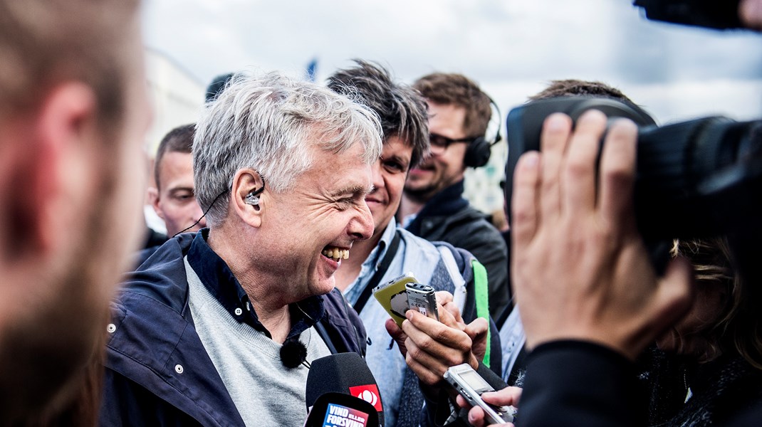 Uffe Elbæk på højdepunktet af den politiske karriere, da partiet ved valget i 2015 fejrede en stor valgsejr på Papirøen i København