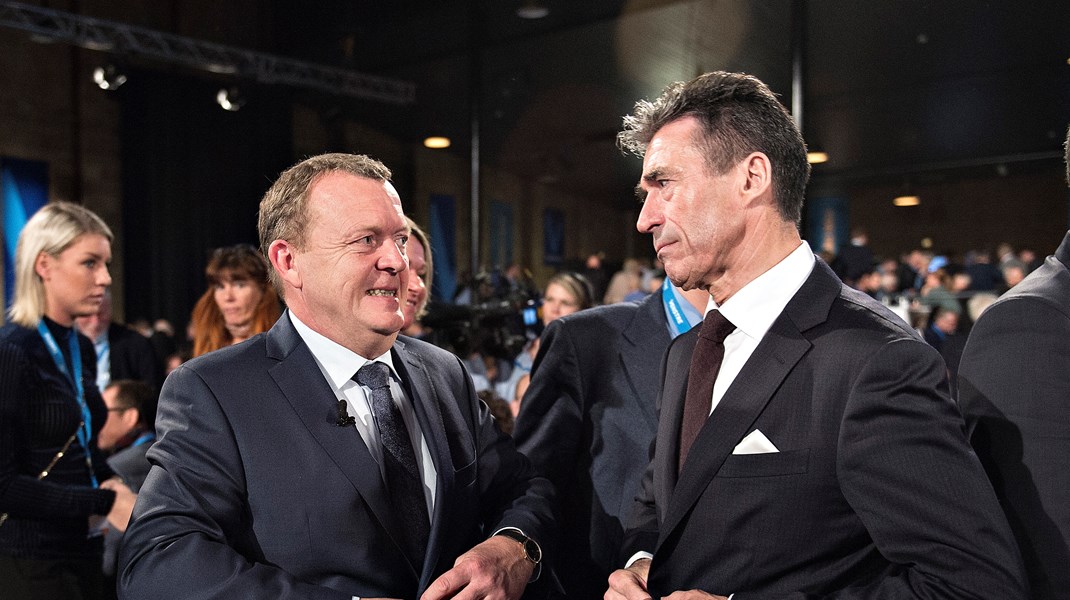 Det tidligere formandskab i Venstre, Lars Løkke Rasmussen og Anders Fogh Rasmussen. Arkivfoto.