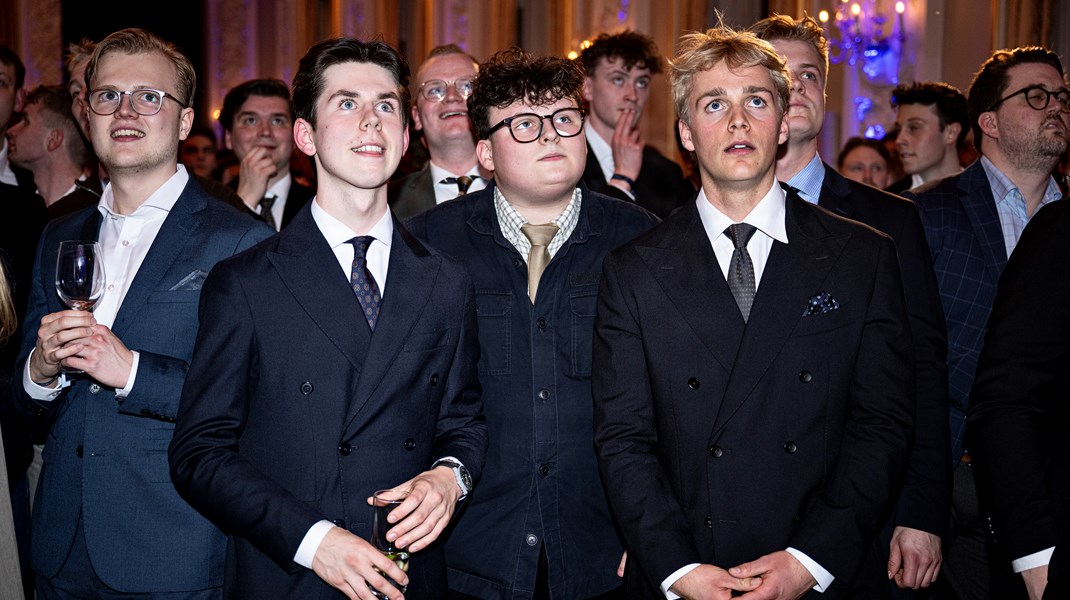 To tredjedele af Liberal Alliances vælgere er mænd. Her til valgfest hos LA på Moltkes Palæ i København i marts 2026.&nbsp;