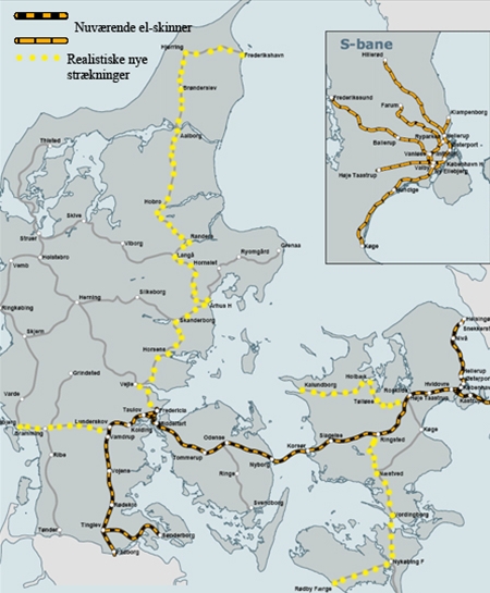 Ringsted - Rødby ca. 120 km, Roskilde - Kalundborg ca. 80 km, Fredericia - Frederikshavn ca. 340 km, 
Lunderskov - Esbjerg ca. 60 km. I alt 600 km i dobbeltspor – der vil koste omkring 12 mia., eftersom prisen for en kilometer dobbeltspor anslås til at være 20 mio. Strækningen Ringsted-Rødby vil (formentlig) blive elektrificeret i forbindelse med Femern-broen.