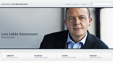 Lars L&#248;kke Rasmussen har lanceret en ny, flot hjemmeside med egen tv-station og links til nyoprettede profiler ved internettjenester som Facebook, Twitter og LinkedIn.
